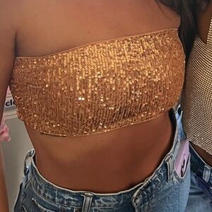 Women’s Camila Coelho Gold Sequin Crop Top size small